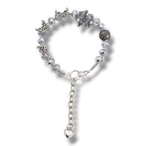 Silver Butterfly Swarovski Beaded Bracelet